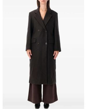 Sessun Nara Double-Breasted Coat - Black