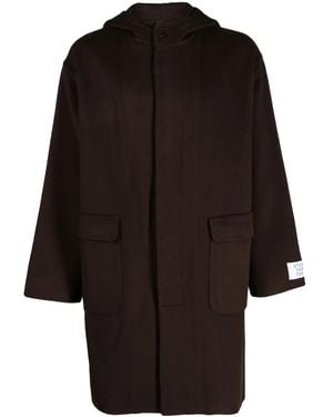 Etudes Studio Temple Logo-Patch Hooded Coat - Black