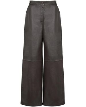 Yves Salomon Leather Trousers - Grey