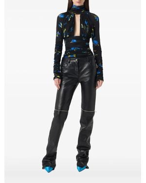 Blumarine Body Arricciato A Fiori - Nero