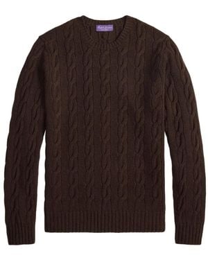 Ralph Lauren Cable-knit Crew-neck Sweater - ブラウン