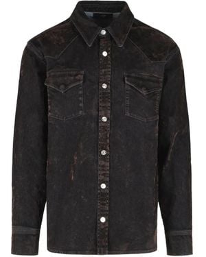 Amiri Flock Long Sleeve Denim Shirt - Black