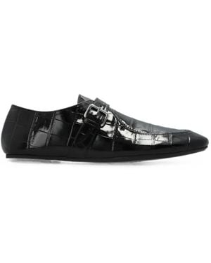 Marni Andy Croc-Effect Buckled Ballet Flats - White