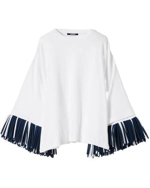 Jacquemus Cabana Fringe-Trimmed T-Shirt - White