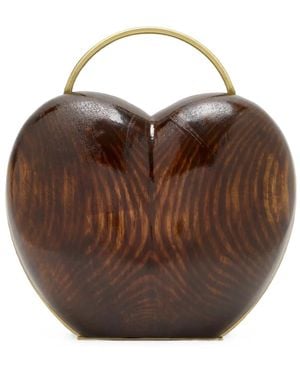 Vanina Coeur Noyer Heart-Shaped Clutch Bag - Brown