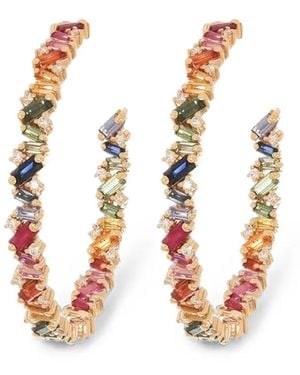 Suzanne Kalan Sapphire And Diamond Hoop Earrings - White
