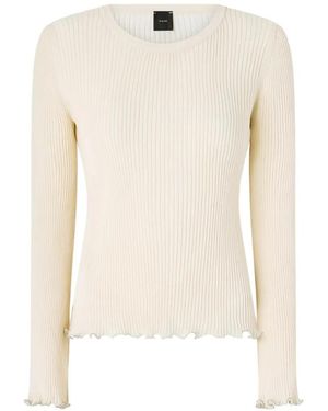 Pinko Gerippter Pullover Mit Schmuckkanten - Weiß