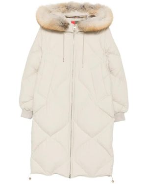 SEA WING Fur-Trim Diamond-Quilted Coat - Natural