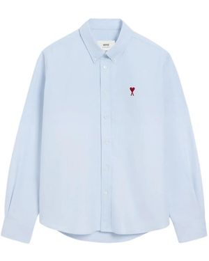 Ami Paris Ami De Coeur Button-Down Cotton Shirt - Blue
