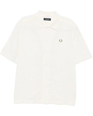 Fred Perry Logo-Embroidered Shirt - White