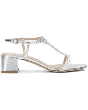 Ninalilou Crystal-Embellished Leather Sandals - White
