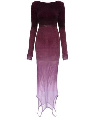 The Attico Ribbed Midi Dress - Purple