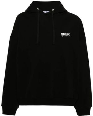 Fiorucci Raised-Logo Cotton Hoodie - Black