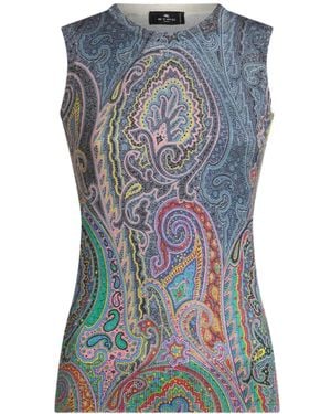 Etro Paisley-Print Top - Blue