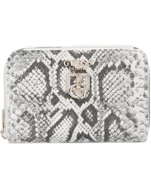 Guess Cartera Bianca Con Placa Del Logo Y Efecto De Piel De Serpiente - Gris