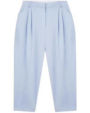 Stella McCartney Pleated Cropped-Leg Trousers - Blue
