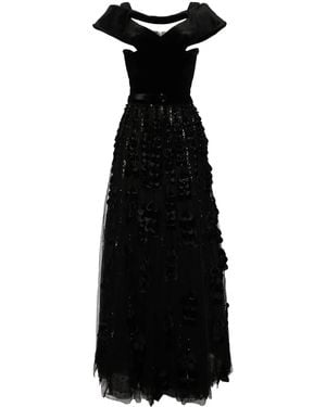 Saiid Kobeisy Robe Ornée De Perles À Coupe Longue - Black