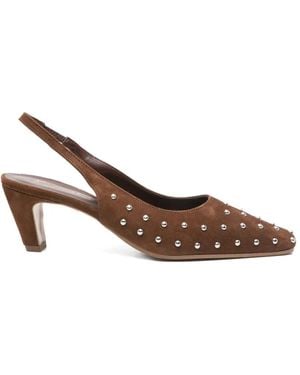 BIANCADI Studded-Embellishment Slingback Court Shoes - Brown