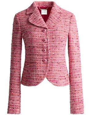 St. John Rosa Notched-Collar Tweed Jacket - Red