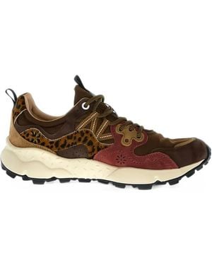 Flower Mountain Yamano 3 Uni Suede Leopard-Print Trainers - Brown