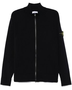 Stone Island Cardigan Con Applicazione Compass - Nero