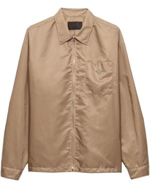 Prada Re-Nylon Zipped Woven Shirt - Natural