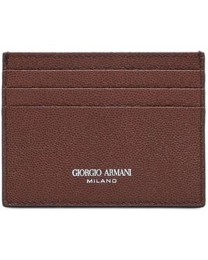 Giorgio Armani Leather Card Holder - Brown