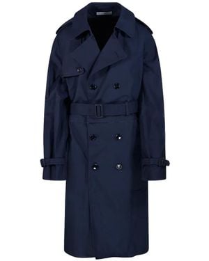 E.L.V. Denim Hackney Belted Double-Breasted Trench Coat - Blue