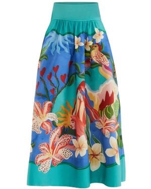 FARM Rio Garden Of Life Midi Skirt - Blue