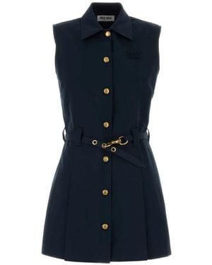Miu Miu Navy Blue Poplin Mini Dress