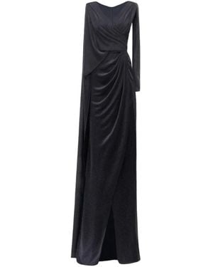Gemy Maalouf Draped Cape-Sleeve Dress - Black