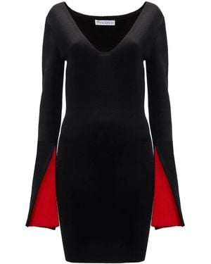 JW Anderson Contrast Cuff Fitted Dress - Black
