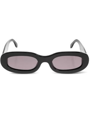 Palm Angels Logo-Plaque Oval-Frame Sunglasses - Black