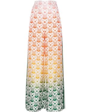 CASABLANCA Heart Monogram Silk Trousers - Orange