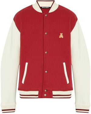 Palm Angels Bear-Motif Bomber Jacket - Red