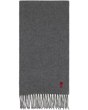 Ami Paris Ami De Coeur Wollen Sjaal - Grijs