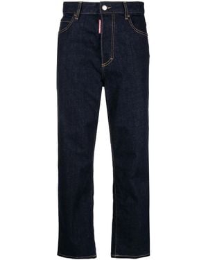 DSquared² Straight-Leg Denim Trousers With Contrast Stitching - Blue