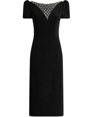 Jenny Packham Adeline Embellished Puff-Sleeve Midi Dress - Black