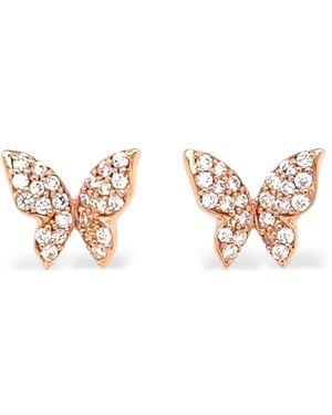 Lisa Nik 18K Rose Butterfly Diamond Earrings - Pink