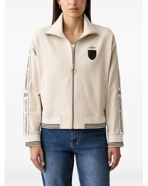 Aeronautica Militare Veste Zippée À Bande Logo - Natural