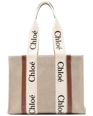 Chloé ロゴストラップ ハンドバッグ M - ナチュラル