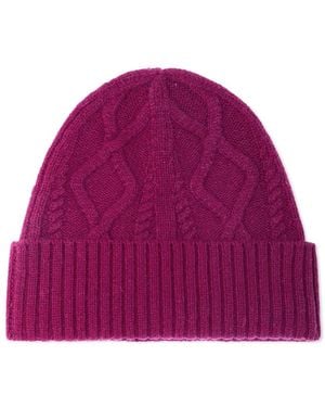 Bompard Cable-Knit Beanie Hat - Purple