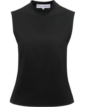 JW Anderson Logo-Embroidered Tank Top - Black