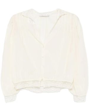 Phisique Du Role Lace-Trim Pleated Shirt - White