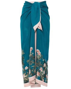 Mazzei Tropical-Print Wrap Sarong - Blue