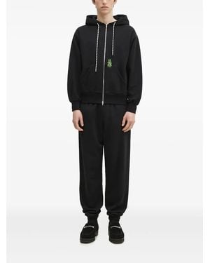 Aries Embroidered Cuffed Track Pants - Black