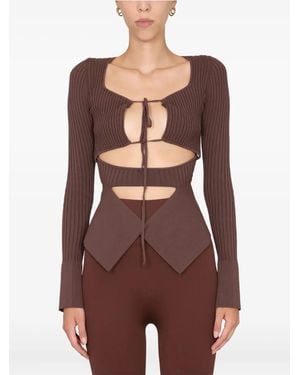 ANDREADAMO Tie-Front Ribbed Top - Red