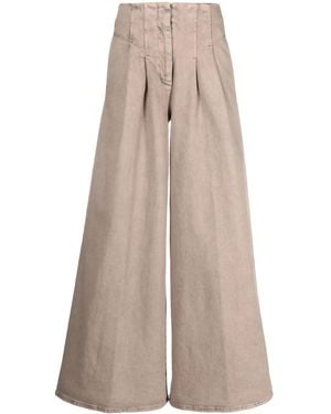 Peserico Wide-Leg Pleated Jeans - Natural