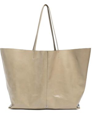 Bimba Y Lola シャイニーセージ レザーマキシ ショッパーバッグ - ナチュラル