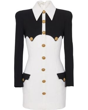 Balmain Buttoned Crepe Minidress - Black